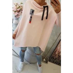 Oversize mikina s asymetrickými boky pudrově růžová