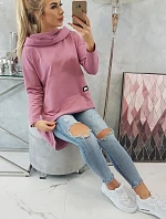 Mikina s kapucí s dlouhými zády tmavě růžová