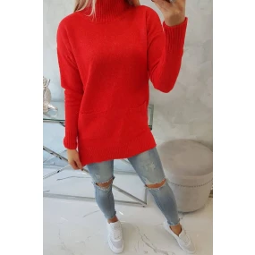 Svetr se stojáčkem červený Svetr se stojáčkem červený