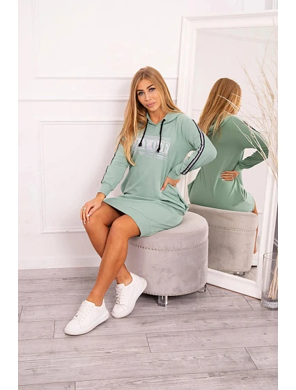 Šaty s model 21752976 potiskem tmavě mátové - K-Fashion