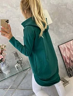 Mikina s kapucí s dlouhými zády zelená