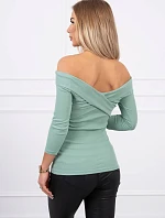 Halenka s výstřihem do V tmavě mátová