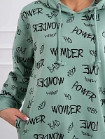 Mikina s nápisy tmavě mátová