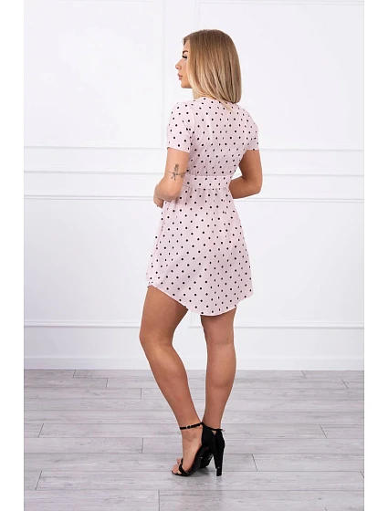 Pudrově růžové puntíkované šaty