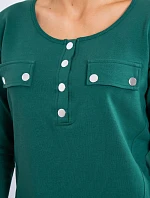Sada s knoflíkovým výstřihem zelené barvy
