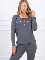 Sada s knoflíkovým výstřihem grafitová