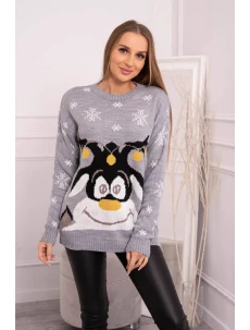 Vánoční svetr se sobem šedý