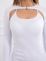 Pruhované vypasované šaty bílé