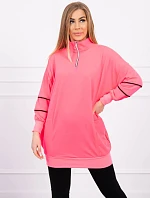 Mikina se zipem a kapsami růžová neonová