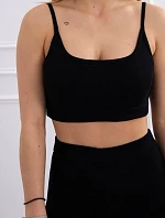 Souprava s halenkou s žebrováním černá