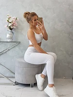 Souprava s halenkou horní pruhovaná bílá