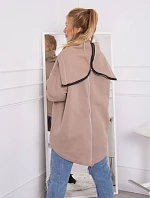 Zateplená mikina se zipem na zádech tmavě béžová