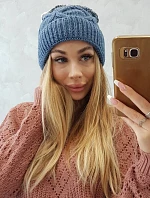 Fleecová čepice Alice K248 denim+white