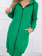 Zateplená dlouhá mikina s kapucí zelená