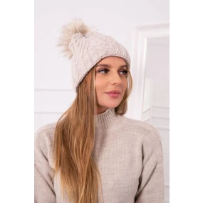 Fleecová kostkovaná čepice K226 světle béžová