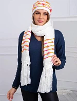 Dámská souprava se šátkem Anika K304 ecru+orange