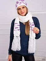 Dámská souprava se šátkem Anika K304 ecru+violet