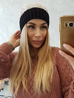Bibiana fleecová čepice K264 černá+béžová