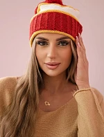Dámská čepice Kinga K297 red+mustard+ecru