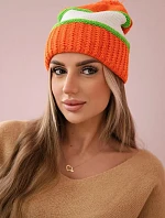 Kinga dámská čepice K297 oranžová+zelená neon+bílá