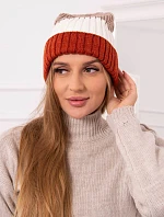 Fleecová čepice Bojana K265 červená+ecru+beige