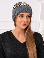 Dámská čepice Iris K348 tmavě šedá+žlutá