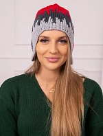 Dámská čepice Nikol K405 červená+grafitová+tmavě šedá