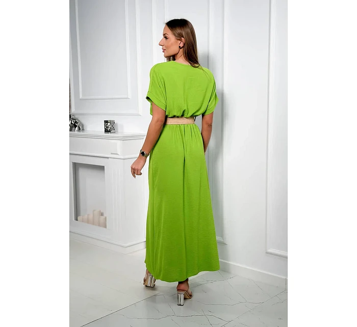 Dlouhé šaty s ozdobným páskem kiwi Dlouhé šaty s ozdobným páskem kiwi