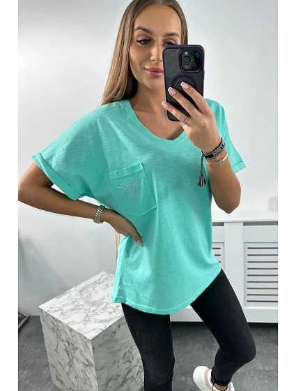 Bavlněná halenka s model 18753521 mint - K-Fashion