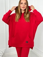 Bavlněná souprava, zateplená mikina + legíny červený