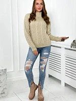 Svetr nasazený přes hlavu světle béžová