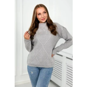 Svetr položený přes hlavu v diamantech šedý