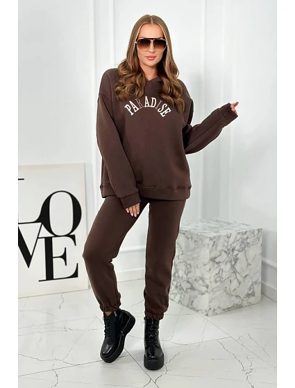 Bavlněná souprava s vyšívaným nápisem Paradise zelený