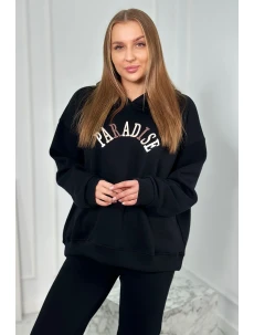 Bavlněná souprava s vyšívaným nápisem Paradise černý