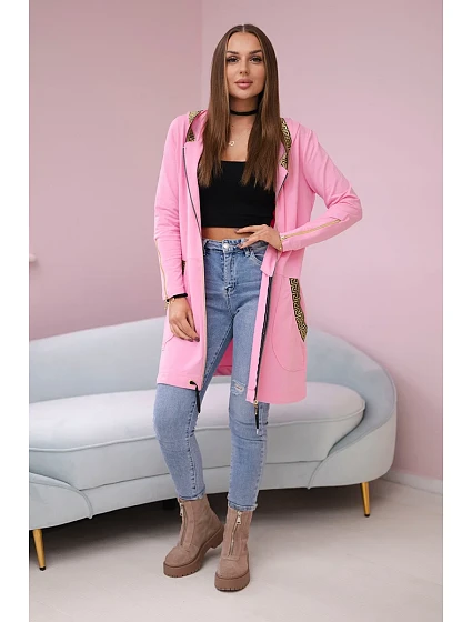 Mikina s ozdobnou stuhou světle růžová