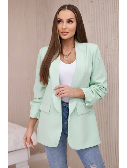 Bunda s klopou elegantní světlá máta Bunda s klopou elegantní světlá máta