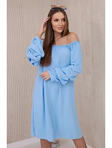 Španělské šaty s ozdobnými rukávy modrý