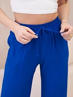 Viskózové kalhoty se širokými nohavicemi chrpa