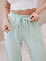 Viskózové kalhoty se širokými nohavicemi světlá máta