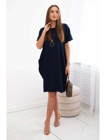 Šaty s kapsami a přívěskem námořnická modř Šaty s kapsami a přívěskem námořnická modř