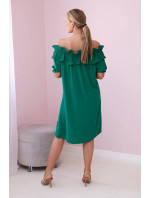 Španělské šaty s ozdobným volánem zelený
