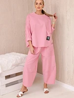 Komplet nových mikinových kalhot Punto pudrově růžová