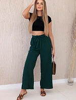 Kalhoty s širokým pasem tmavě zelená