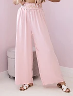 Kalhoty s širokým elastickým pasem pudrově růžová