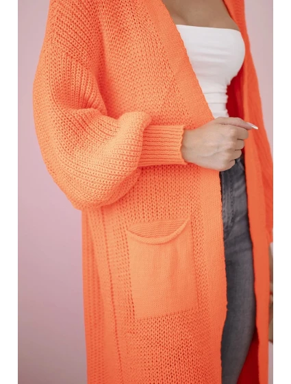 Svetr dlouhý kardigan pomeranč Svetr dlouhý kardigan pomeranč