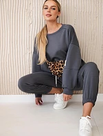 Komplet teplákové + kalhoty máslová látka grafit