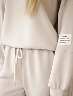 Komplet teplákové + kalhoty máslová látka světle béžová