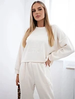 Viskózový komplet Amour teplákové + kalhoty světle béžová