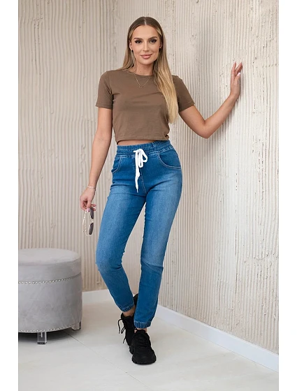 Džínové kalhoty s žebrovaným lemem