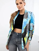 Bavlněná bunda s barevným potiskem modrý